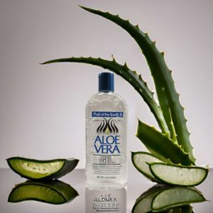 Aloe vera gel Bottle with aloe plant