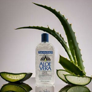 Aloe vera gel Bottle with aloe plant